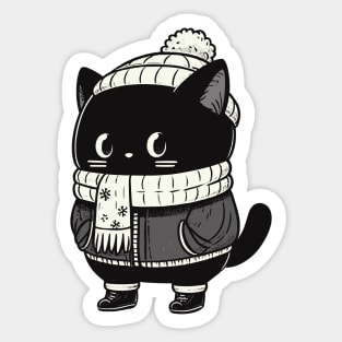 Winter Cold Black Cat Sticker